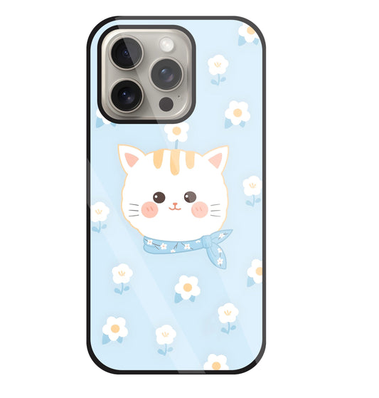 Cute Kitten Glass Case For Apple iPhone 15 Pro