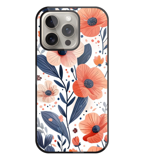 Daisy Flower Water Color Vintage Glass Case For Apple iPhone 15 Pro