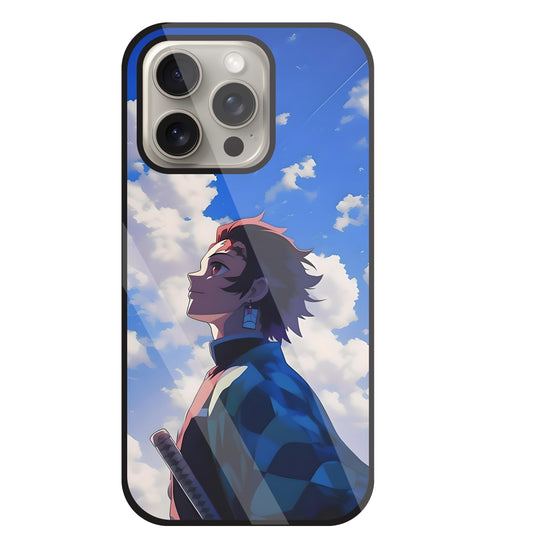 Demon Slayer-Tanjiro Kamado Glass Case For Apple iPhone 15 Pro
