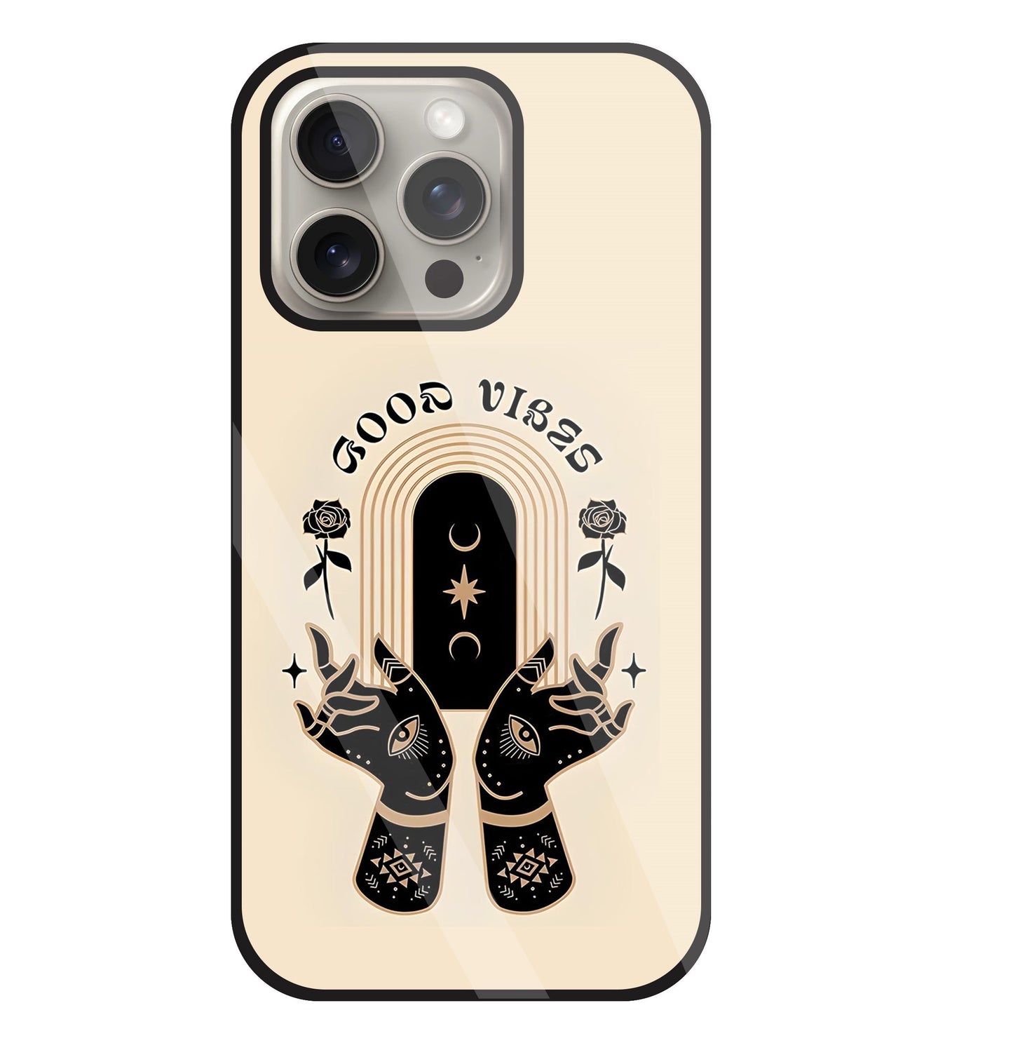 Good Vibes Hands Glass Case For Apple iPhone 15 Pro