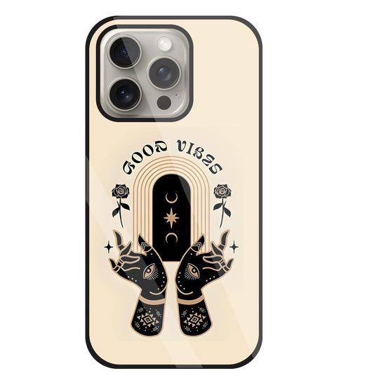 Good Vibes Hands Glass Case For Apple iPhone 15 Pro