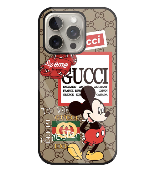 Gucci Mickey Glass Case For Apple iPhone 15 Pro