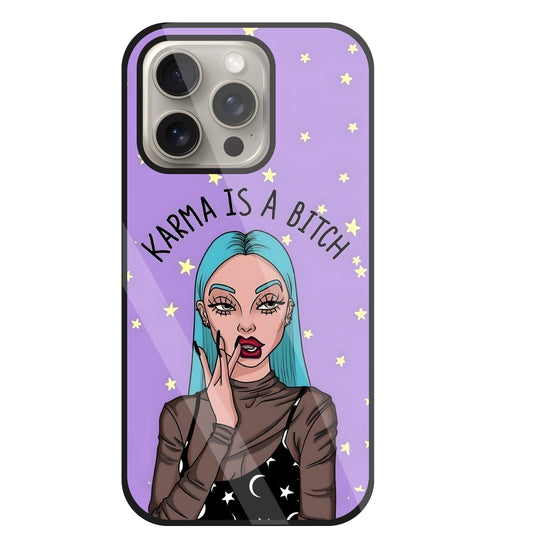 Karma is a Bitch Levender Glass Case For Apple iPhone 15 Pro