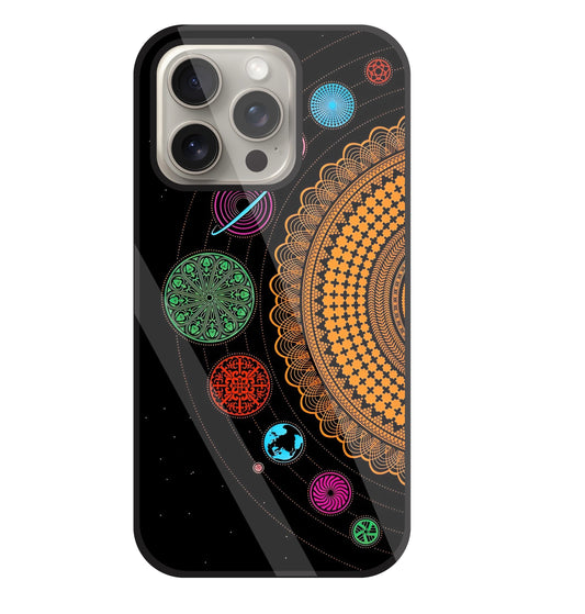 Mandala Patterns Universe Glass Case For Apple iPhone 15 Pro