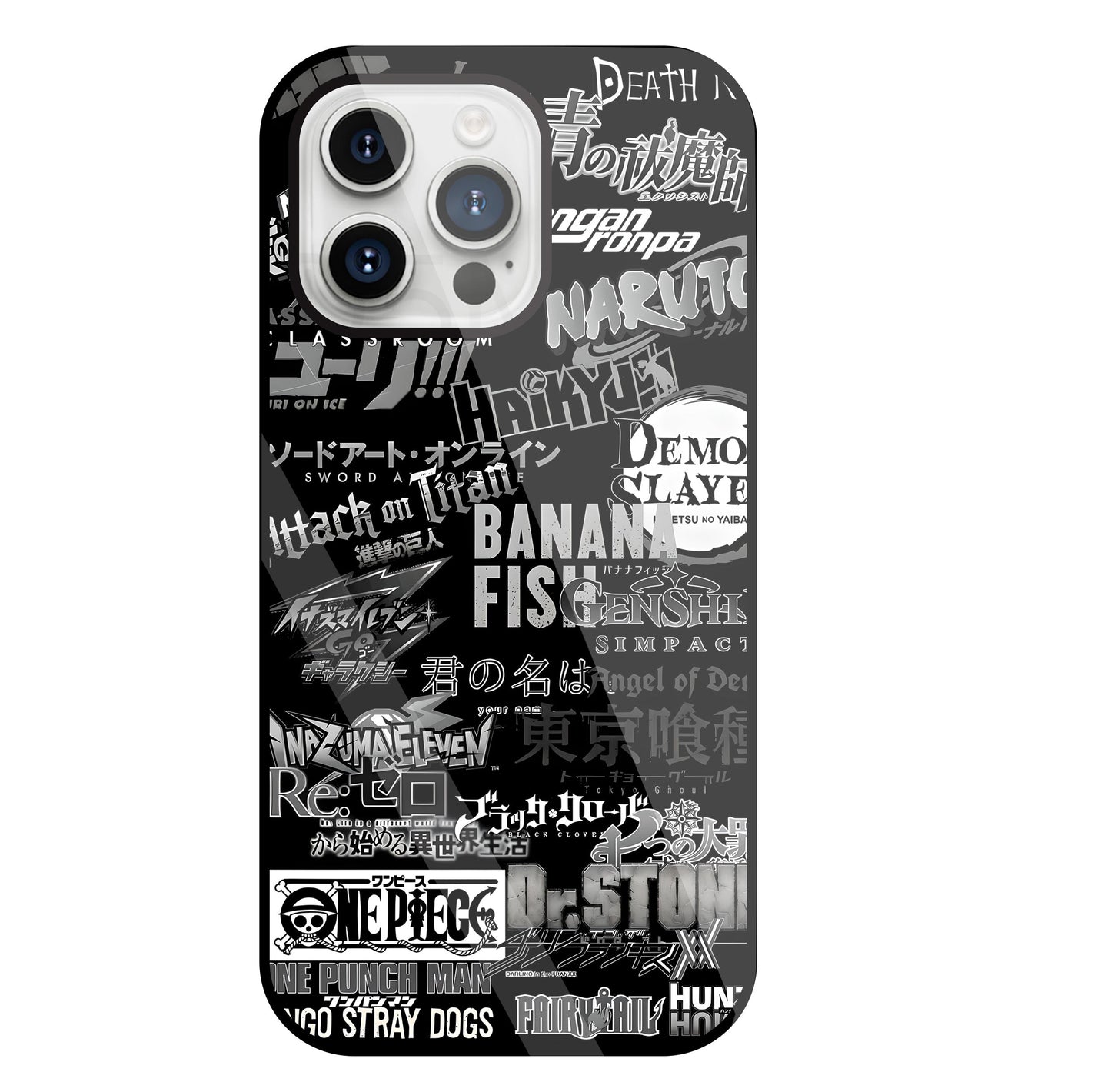 Anime Symbol Glass Case For Apple iPhone 15 Pro Max