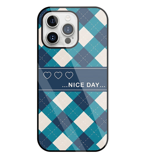 Argyle sweater pattern Glass Case For Apple iPhone 15 Pro Max
