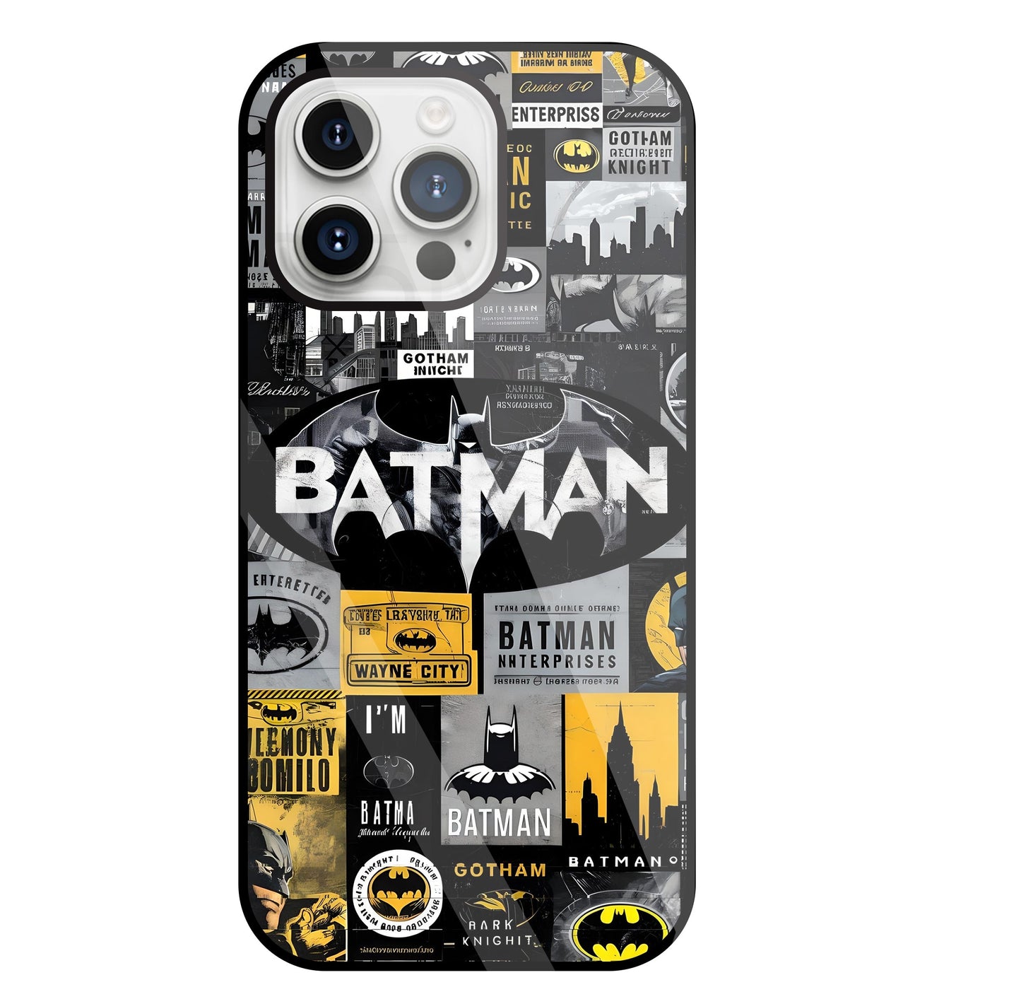 Batman Mashup Glass Case For Apple iPhone 15 Pro Max