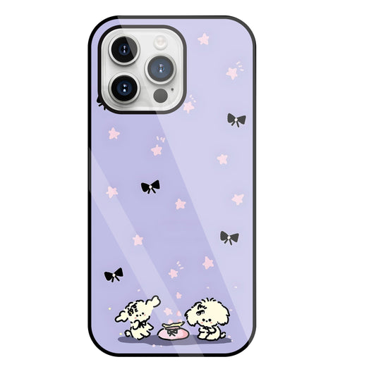 Black Ribbon With Stars Glass Case For Apple iPhone 15 Pro Max
