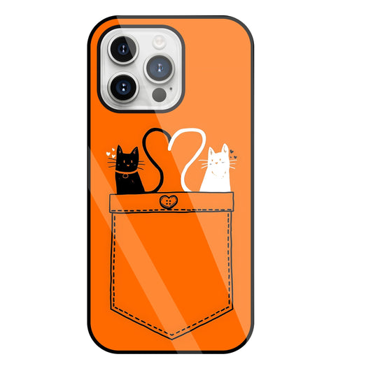 Black And White Cat In Pocket Glass Case For Apple iPhone 15 Pro Max