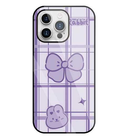 Butterfly Checked Pattern Glass Case For Apple iPhone 15 Pro Max