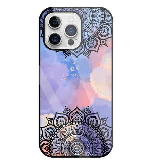 Colorful Mandala Pattern Glass Case For Apple iPhone 15 Pro Max
