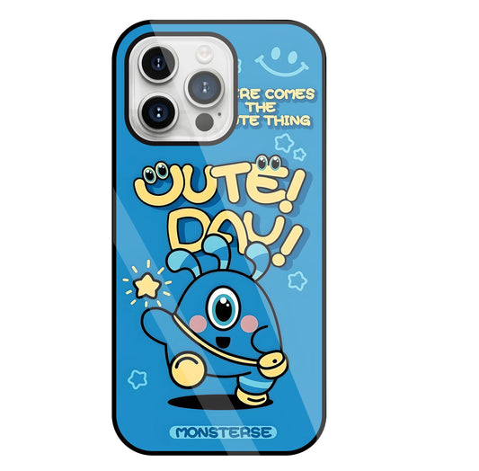 Cute Day! Monsterse Blue Glass Case For Apple iPhone 15 Pro Max
