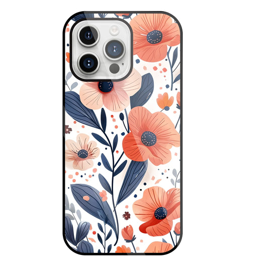 Daisy Flower Water Color Vintage Glass Case For Apple iPhone 15 Pro Max