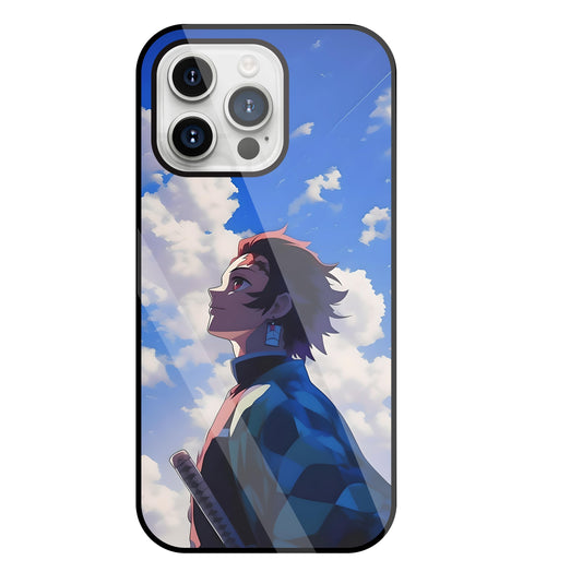 Demon Slayer-Tanjiro Kamado Glass Case For Apple iPhone 15 Pro Max