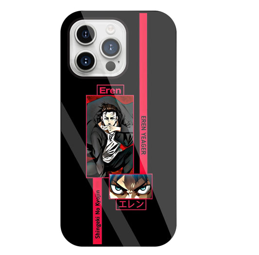 Eren Anime Glass Case For Apple iPhone 15 Pro Max