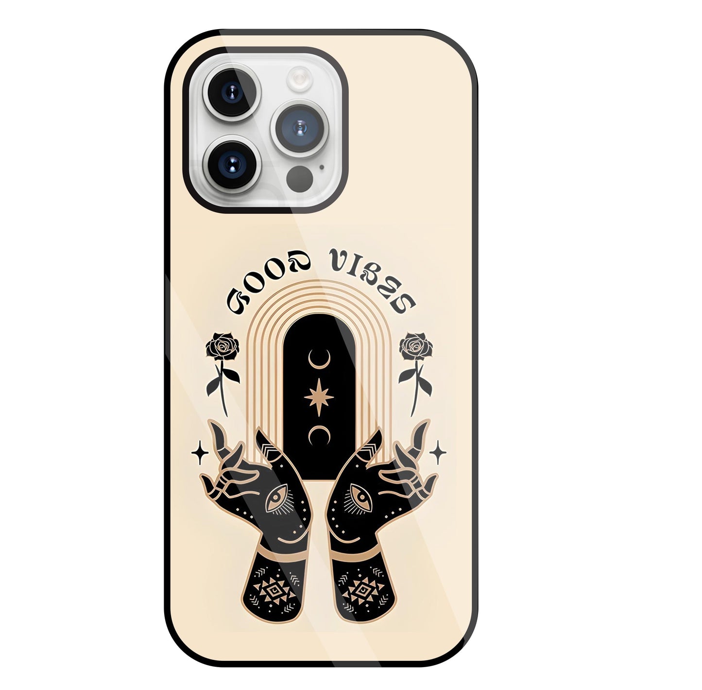 Good Vibes Hands Glass Case For Apple iPhone 15 Pro Max