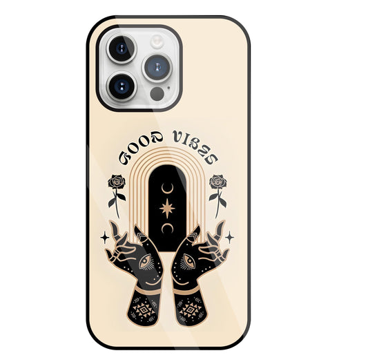 Good Vibes Hands Glass Case For Apple iPhone 15 Pro Max