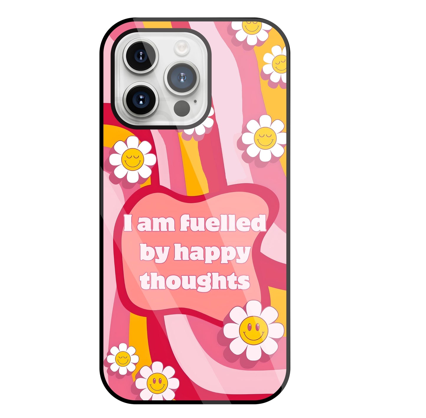 Happy Thoughts Glass Case For Apple iPhone 15 Pro Max