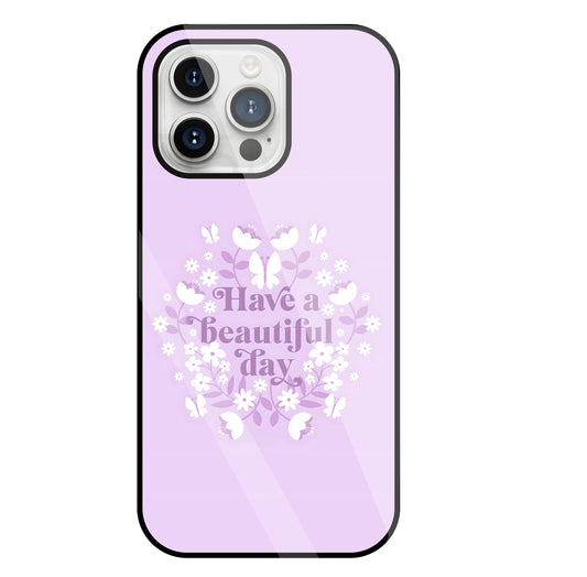 Have A Beautiful Day(Pink) Glass Case For Apple iPhone 15 Pro Max