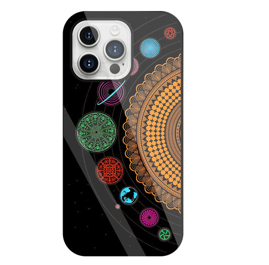 Mandala Patterns Universe Glass Case For Apple iPhone 15 Pro Max