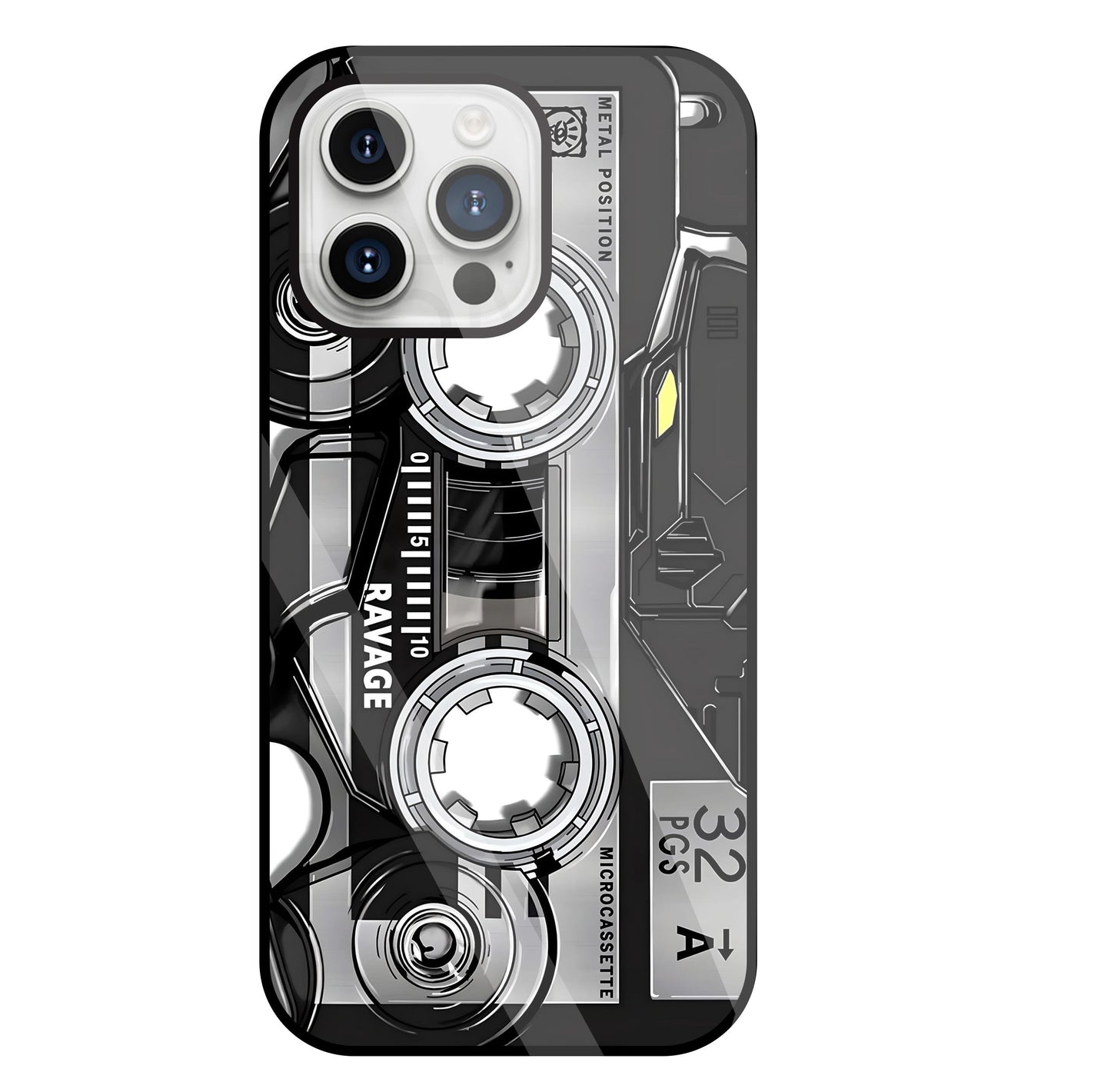 Microcassette Glass Case For Apple iPhone 15 Pro Max