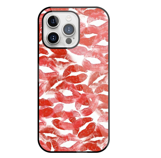 Multi Lips Kisses Glass Case For Apple iPhone 15 Pro Max