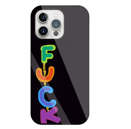 Multicolor Fuck Glass Case For Apple iPhone 15 Pro Max