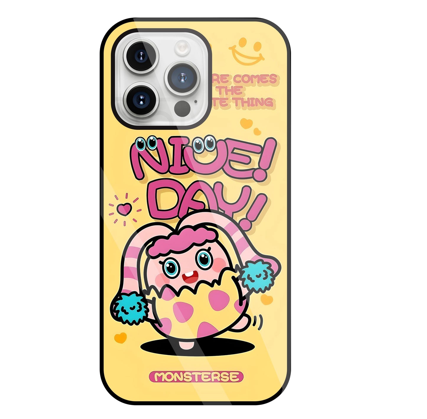 Nice Day Monsterse Yellow Glass Case For Apple iPhone 15 Pro Max