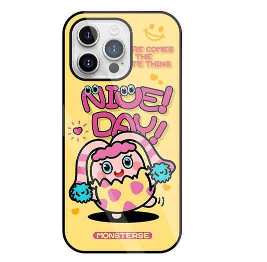 Nice Day Monsterse Yellow Glass Case For Apple iPhone 15 Pro Max