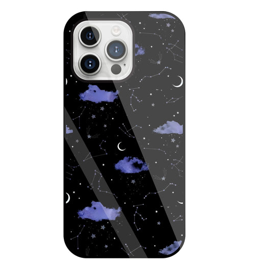 Night Sky Constellations and Stars Glass Case For Apple iPhone 15 Pro Max