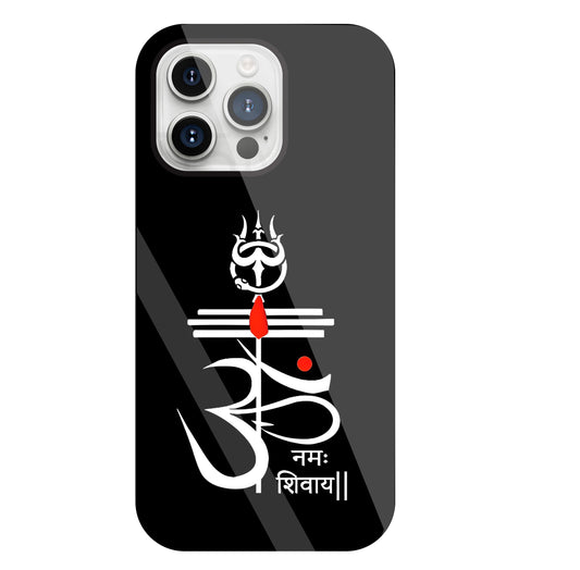 Om Namah Shivay White Glass Case For Apple iPhone 15 Pro Max