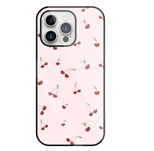 Pink Cherry Glass Case For Apple iPhone 15 Pro Max