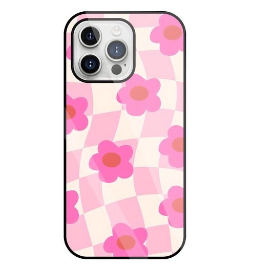 Pink Flower Glass Case For Apple iPhone 15 Pro Max