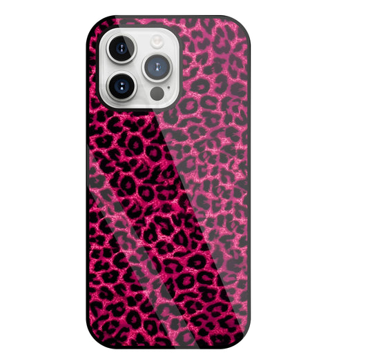 Pink Leopard Glass Case For Apple iPhone 15 Pro Max