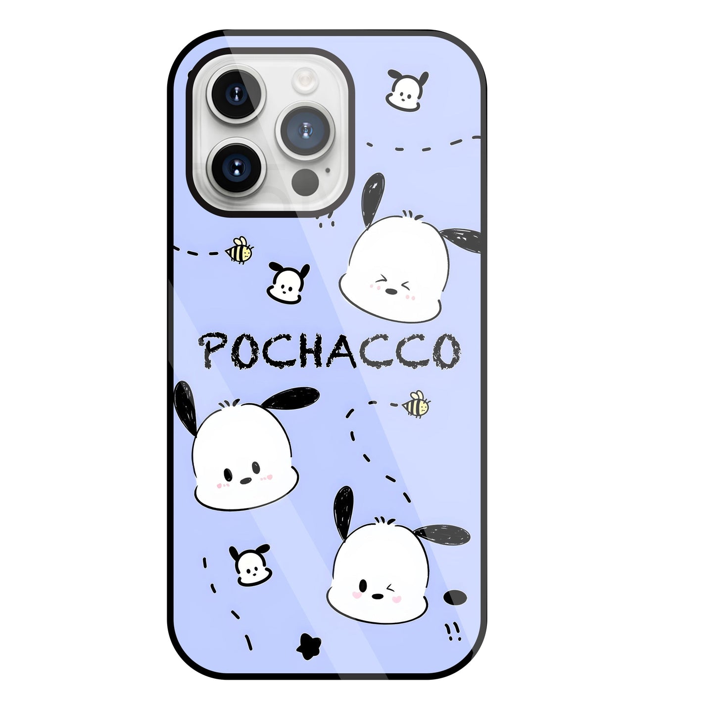 Pochacco Puppy Levender Glass Case For Apple iPhone 15 Pro Max