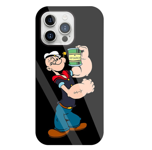 Popeye Spinach Glass Case For Apple iPhone 15 Pro Max