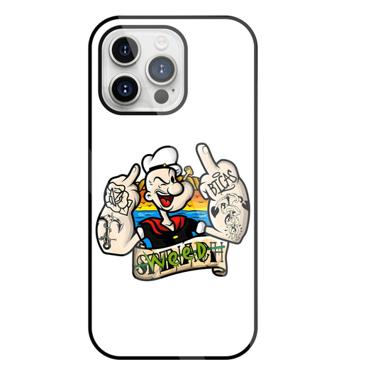 Popeye Weed Glass Case For Apple iPhone 15 Pro Max
