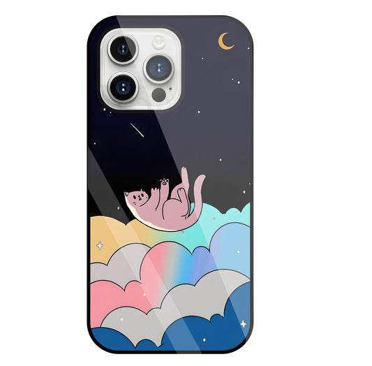 Space Cat Art Glass Case For Apple iPhone 15 Pro Max