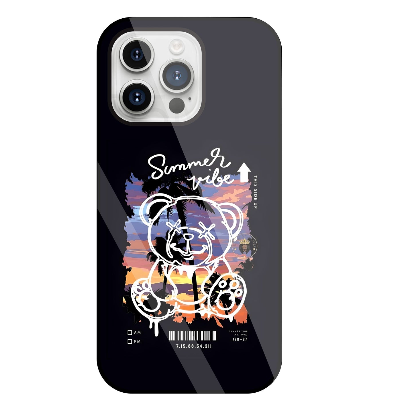 Summer Vibe Bear Glass Case For Apple iPhone 15 Pro Max