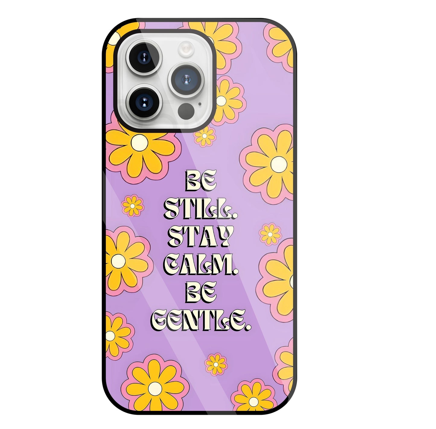 Yellow Flowers With Quotes Glass Case For Apple iPhone 15 Pro Max