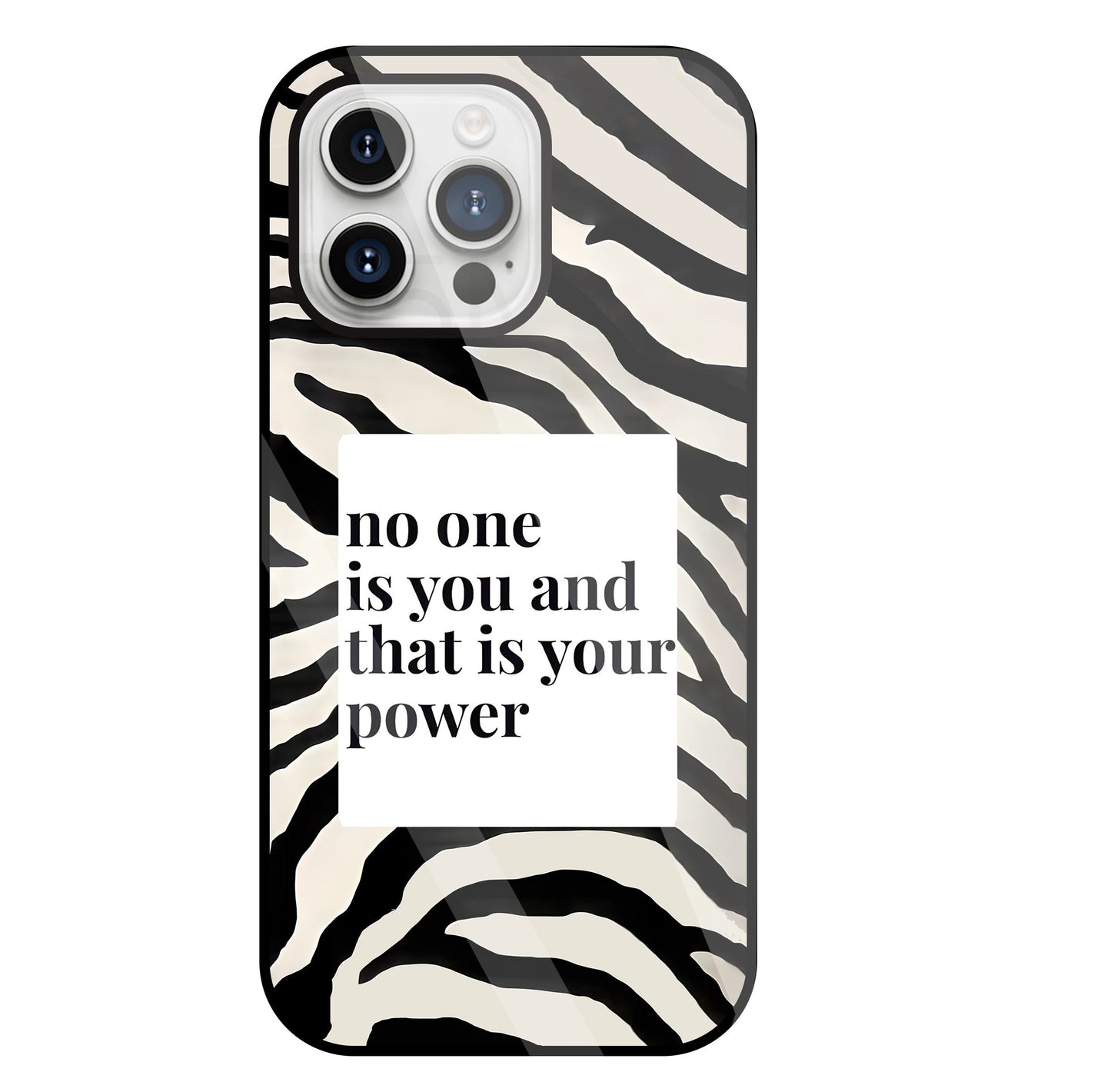 Zebra pattern with quote Glass Case For Apple iPhone 15 Pro Max