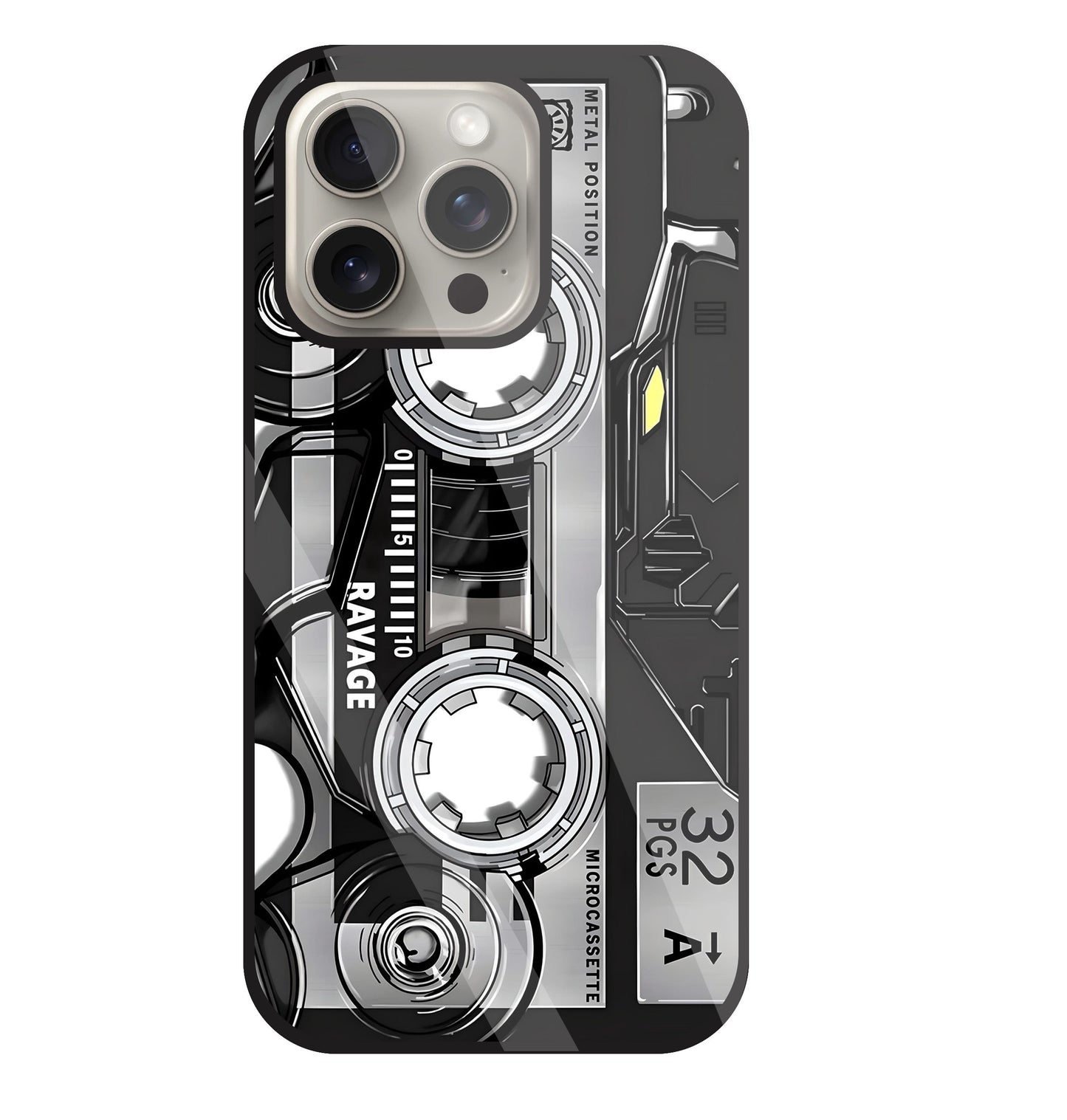 Microcassette Glass Case For Apple iPhone 15 Pro