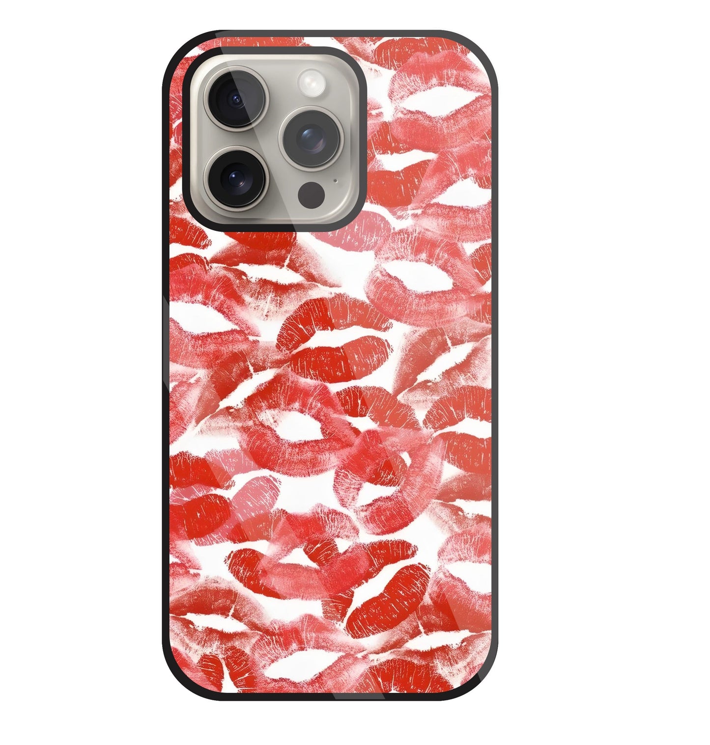 Multi Lips Kisses Glass Case For Apple iPhone 15 Pro