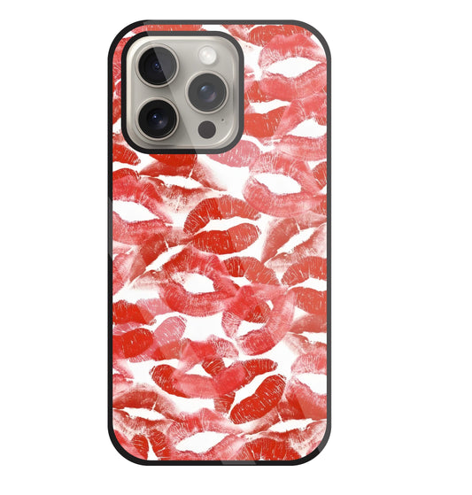 Multi Lips Kisses Glass Case For Apple iPhone 15 Pro