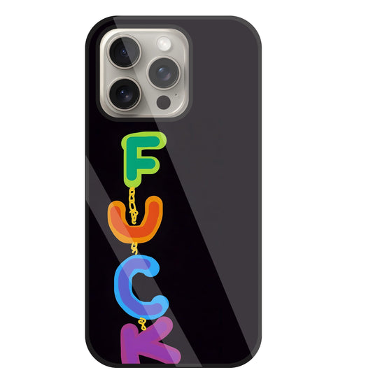 Multicolor Fuck Glass Case For Apple iPhone 15 Pro