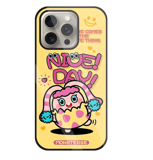 Nice Day Monsterse Yellow Glass Case For Apple iPhone 15 Pro