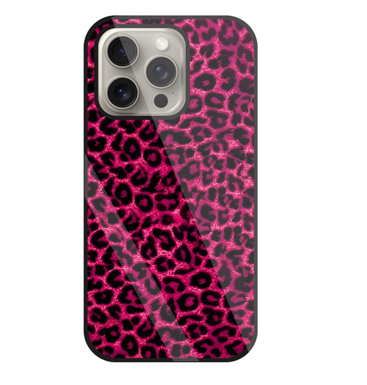Pink Leopard Glass Case For Apple iPhone 15 Pro