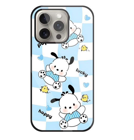 Pochacco Puppy Blue Glass Case For Apple iPhone 15 Pro