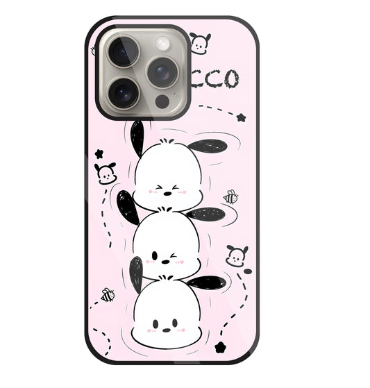 Pochacco Puppy Pink Glass Case For Apple iPhone 15 Pro