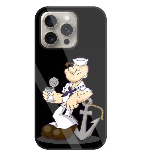 Popeye The Sailor Glass Case For Apple iPhone 15 Pro